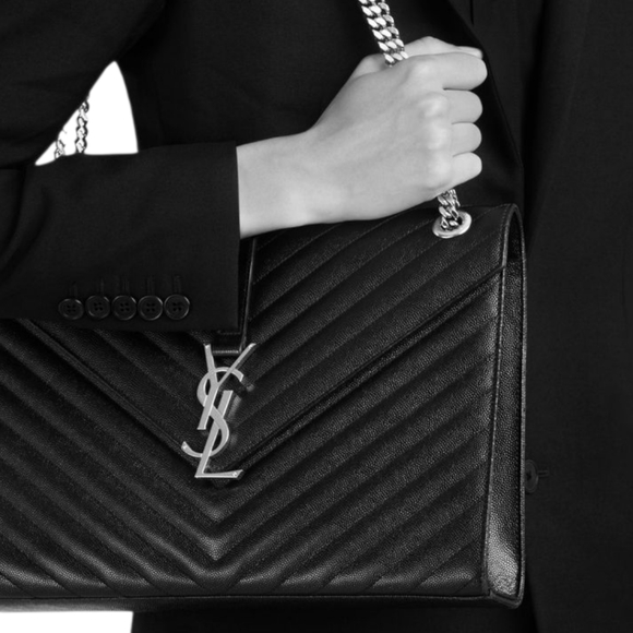 MSRP $3200 LIKE NEW! YSL SAINT LAURENT ENVELOPE LARGE MATELASSÉ GRAIN DE POUDRE - Picture 2 of 16